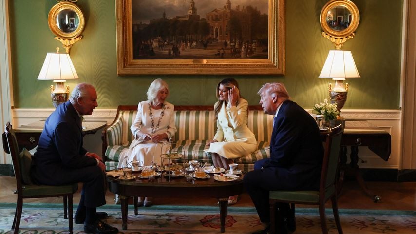 Donald Trump und Melania Trump empfangen König Charles III. und Königin Camilla zum Tee im Weißen Haus, April 2026