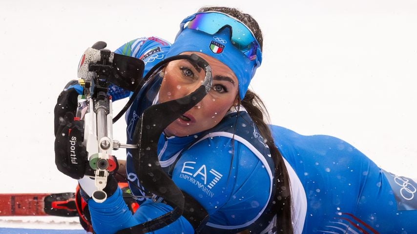 Dorothea Wierer im Massenstart über 12,5 km bei den Olympischen Winterspielen Milano Cortina 2026 in der Südtirol Arena Antholz.