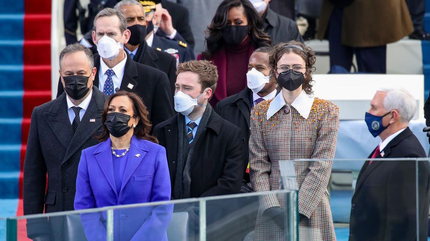 Doug Emhoff, Kamala Harris, Cole Emhoff und Ella Emhoff bei der Vereidigung Joe Bidens