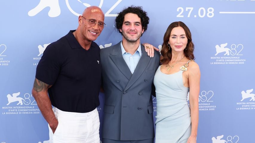 Dwayne Johnson, Benny Safdie und Emily Blunt