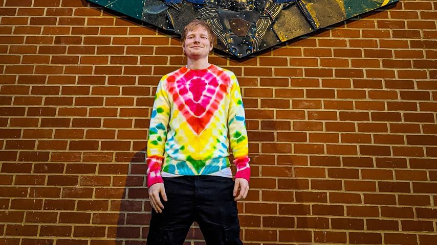 Ed Sheeran vor einem Gemälde von Jamal Edwards