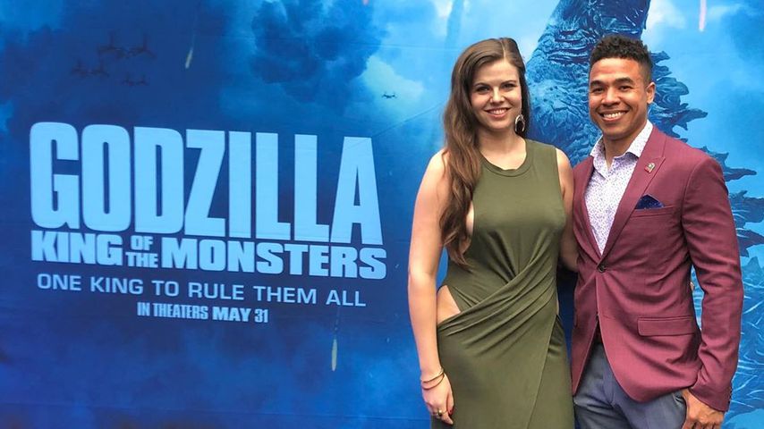 Edward Aschoff und seine Verlobte Katy bei der "Godzilla"-Premiere