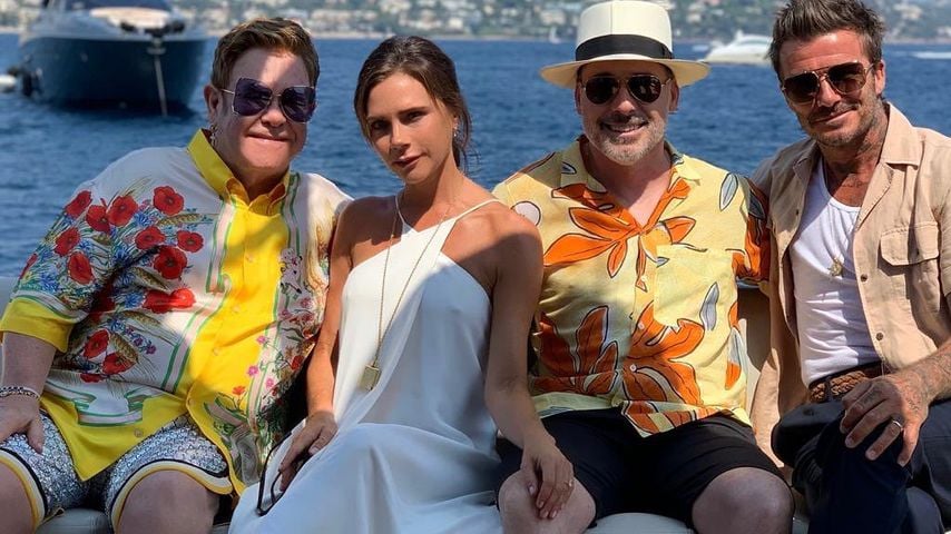 Elton John, Victoria Beckham, David Furnish und David Beckham in Frankreich