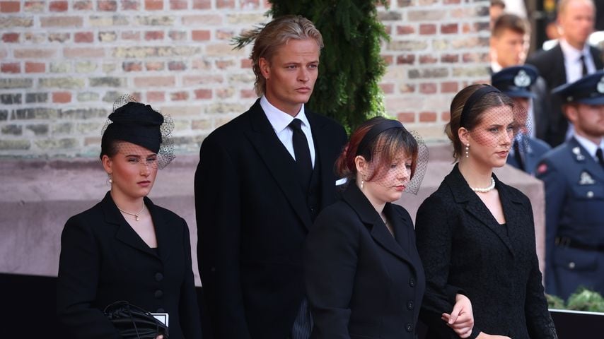 Emma Tallulah Behn, Marius Borg Høiby, Maud Angelica Behn und Leah Isadora Behn bei der Trauerfeier für König Harald V in Oslo
