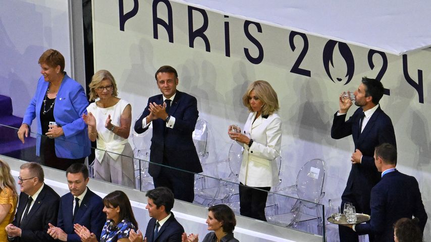 Emmanuel und Brigitte Macron bei der Abschlussfeier der Olympischen Spiele 2024