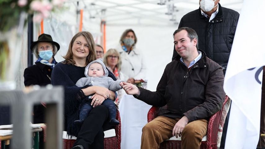 Erbgroßherzogin Stéphanie, Prinz Charles und Guillaume von Luxemburg im Oktober 2020