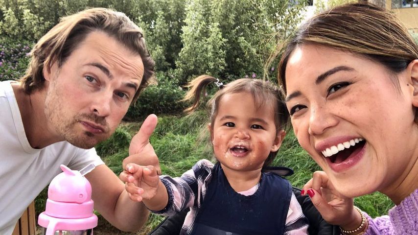 Erik von Detten mit Tochter Claire und Ehefrau Angela