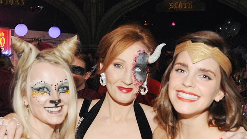 Evanna Lynch, J.K. Rowling und Emma Watson