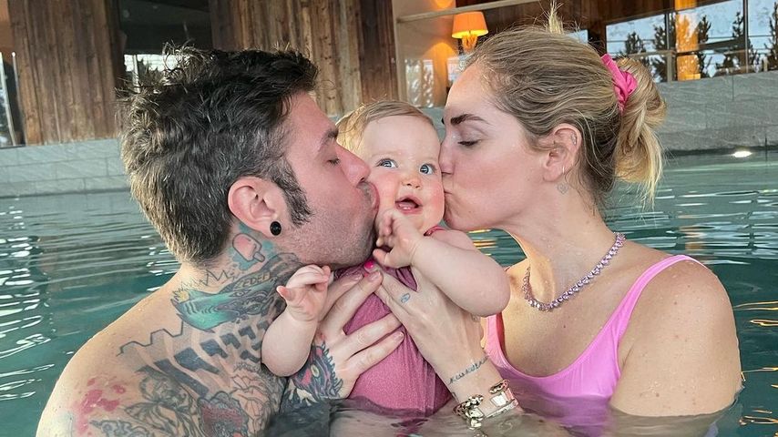 Rapper Fedez mit seiner Frau Chiara Ferragni und ihrer Tochter Vittoria