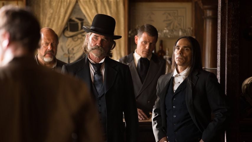 Kurt Russell, David Midthunder und Zahn McClarnon in einer Szene aus "Bone Tomahawk" (2015)