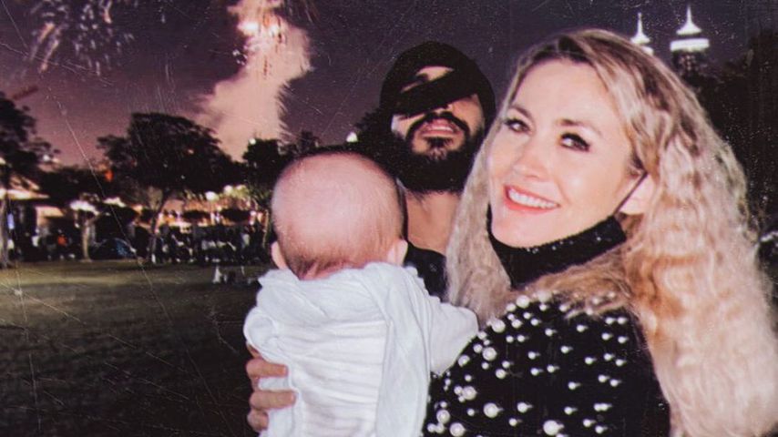 Fiona Erdmann mit ihrem Freund Mohammed und Sohn Leo Luan