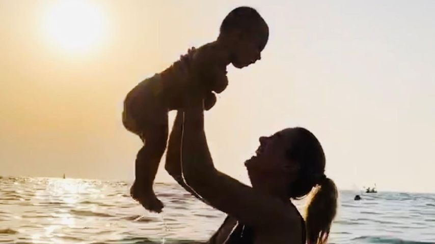 Fiona Erdmann mit Söhnchen Leo, Mai 2021