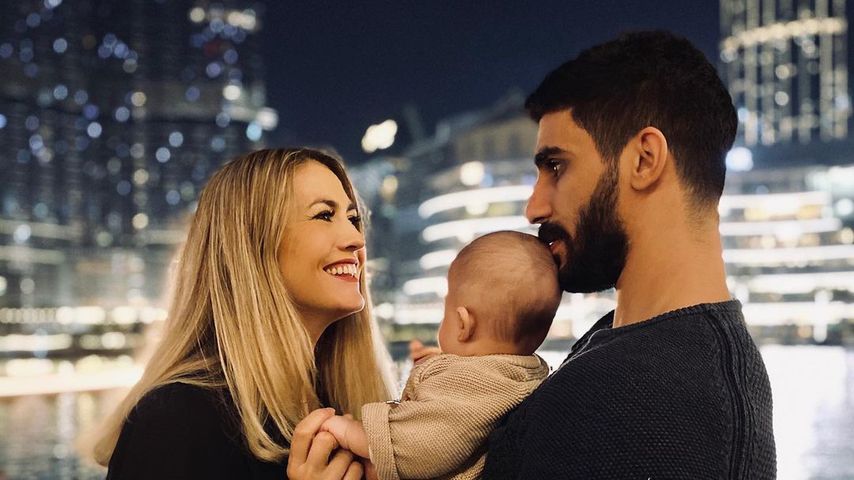 Model Fiona Erdmann und Partner Mohammad mit Baby Leo