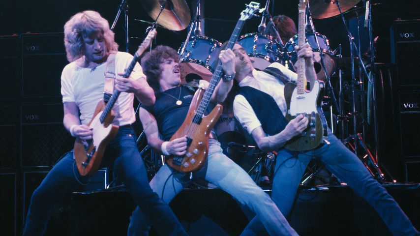 Francis Rossi, Alan Lancaster und Rick Parfitt von Status Quo, 1980