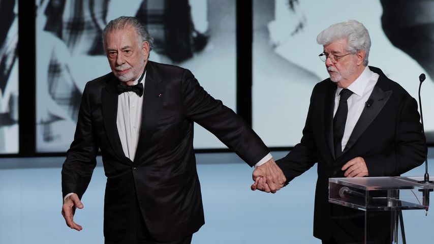 Francis Ford Copola und George Lucas bei der Abschlusszeremonie des Filmfestivals in Cannes 2024