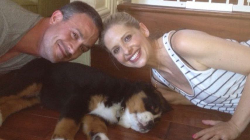 Freddie Prinze Junior und Sarah Michelle Gellar mit ihrer Hündin Bella