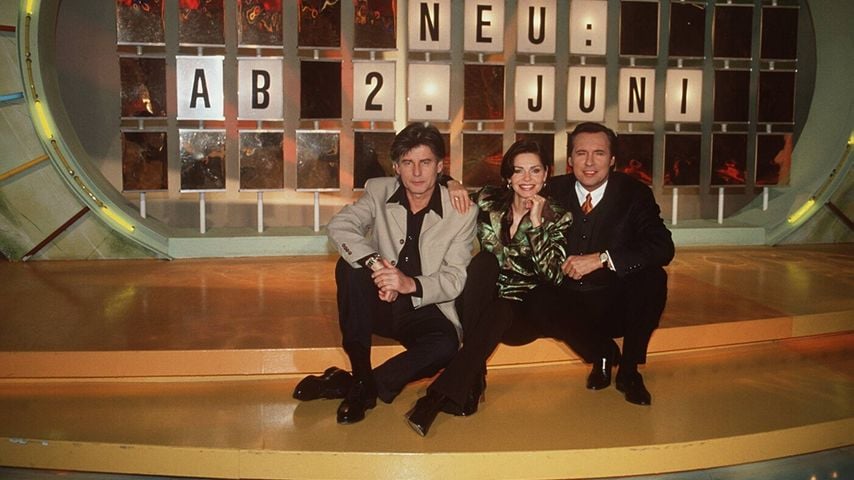 Frederic Meisner, Maren Gilzer und Peter Bond bei "Glücksrad" im SAT.1-Studio