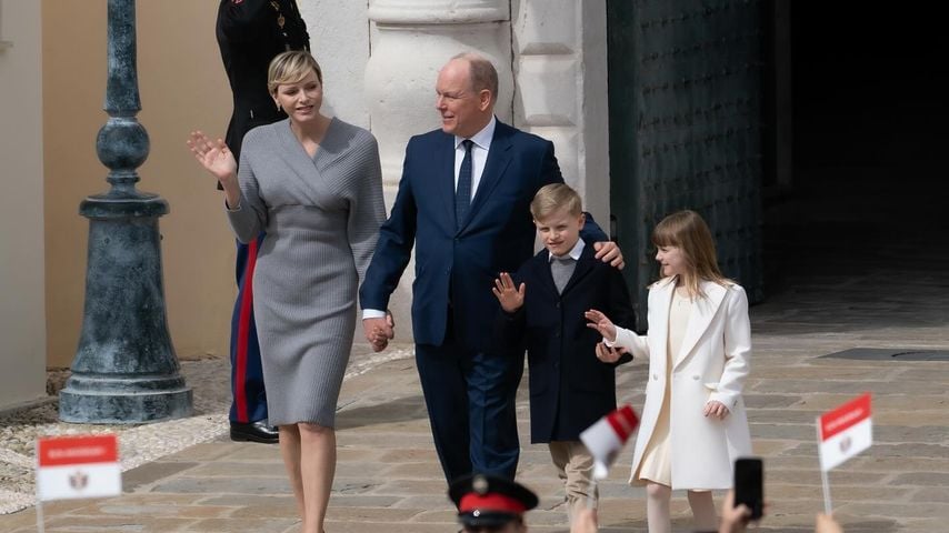 Fürstin Charlène, Fürst Albert und die Zwillinge Jacques und Gabriella, März 2024
