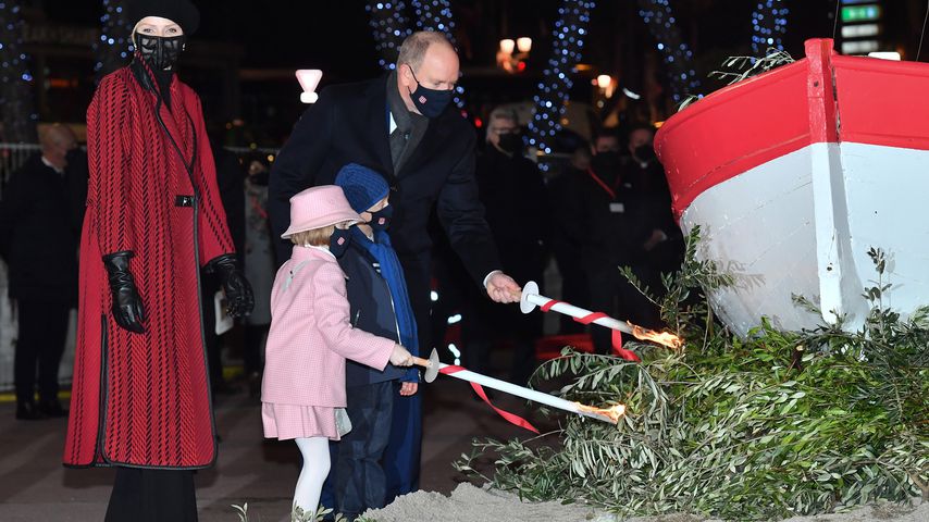 Fürstin Charlène, Fürst Albert und ihre Kinder Prinz Jacques und Prinzessin Gabriella im Januar 2021