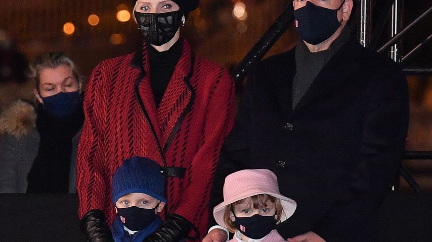 Fürstin Charlène, Fürst Albert und ihre Kinder Prinz Jacques und Prinzessin Gabriella von Monaco