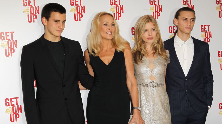 Gabriel Jagger, Jerry Hall, Georgia May Jagger und Josh McLellan im September 2014