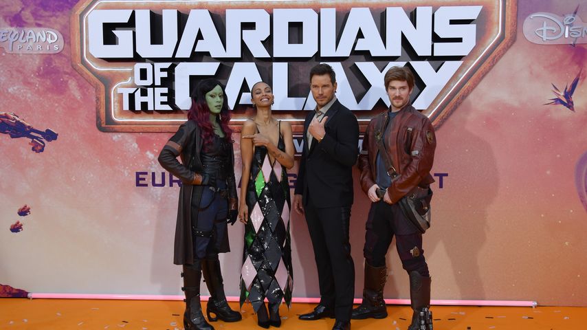 Gamora, Zoe Saldana, Chris Pratt, und Star Lord auf der "Guardians of the Galaxy. Vol 3"-Gala