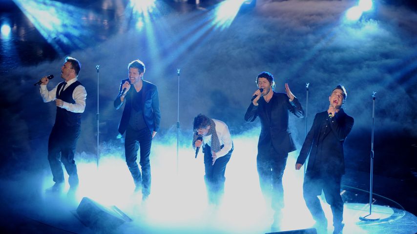 Gary Barlow, Howard Donald, Jason Orange, Mark Owen und Robbie Williams von Take That, 2018