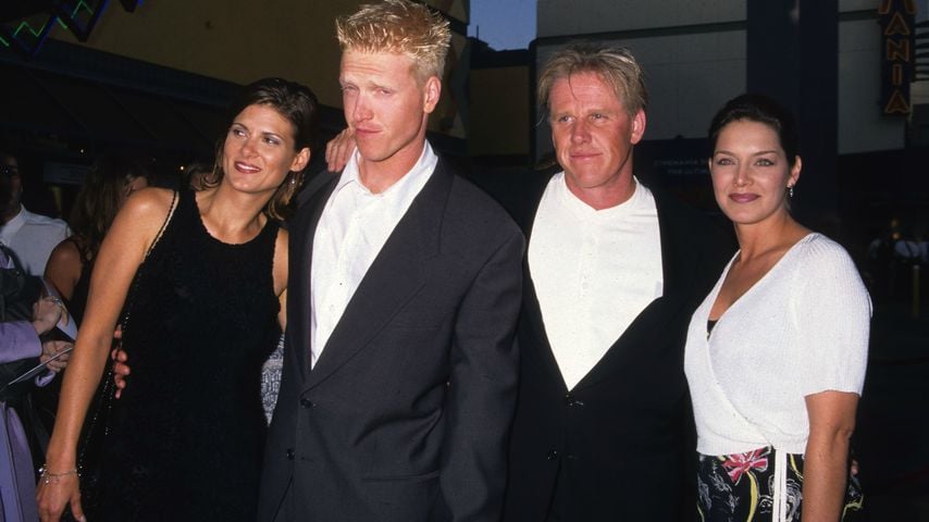 Jake Busey, Gary Busey und Tiani Warden bei der Premiere von "The Frighteners", 1996