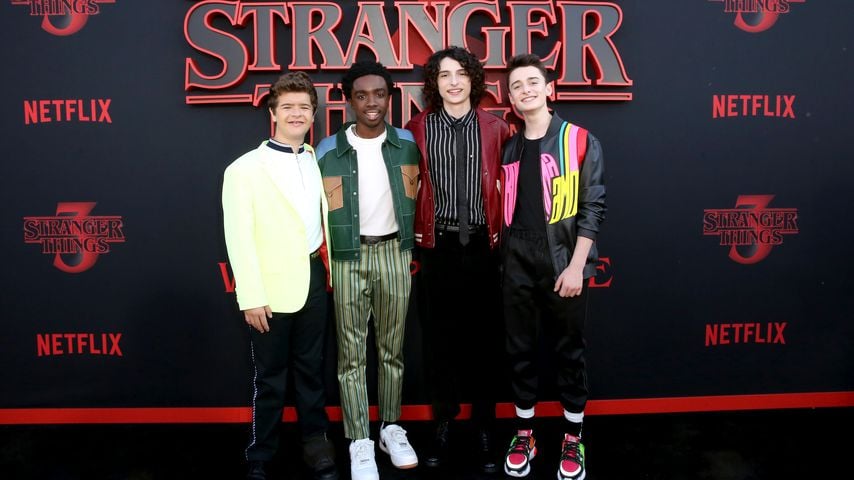 Gaten Matarazzo, Caleb McLaughlin, Finn Wolfhard und Noah Schnapp bei der "Stranger Things"-Premiere