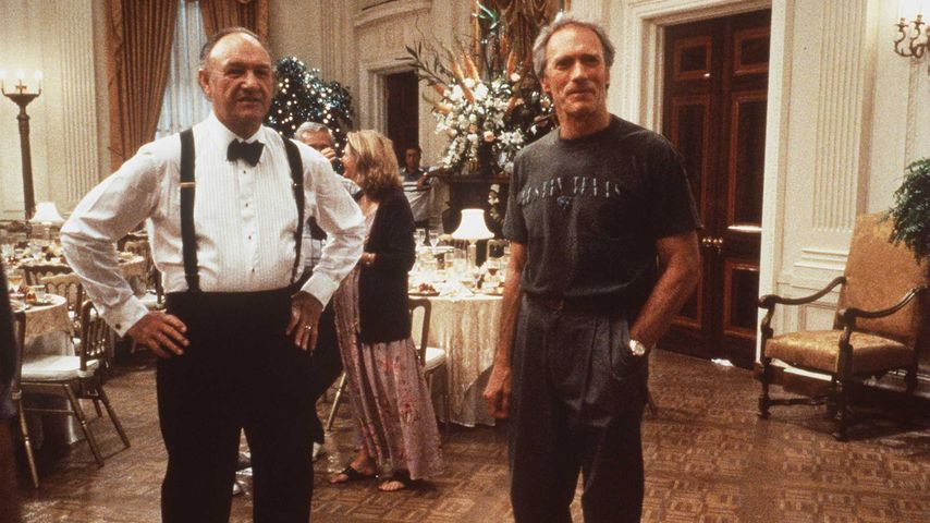 Gene Hackman und Clint Eastwood am Set von "Absolute Power", 1997