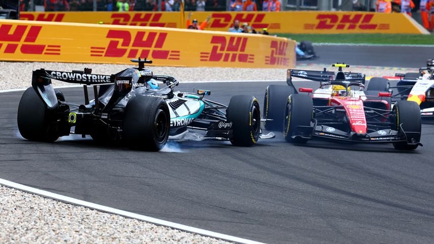 George Russell und Lewis Hamilton kollidierte beim Großen Preis von Belgien, Juli 2026