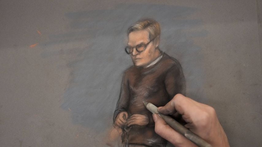 Zeichnung von Marius Borg Hoiby im Prozess im Osloer Bezirksgericht, erstellt von Ane Hem