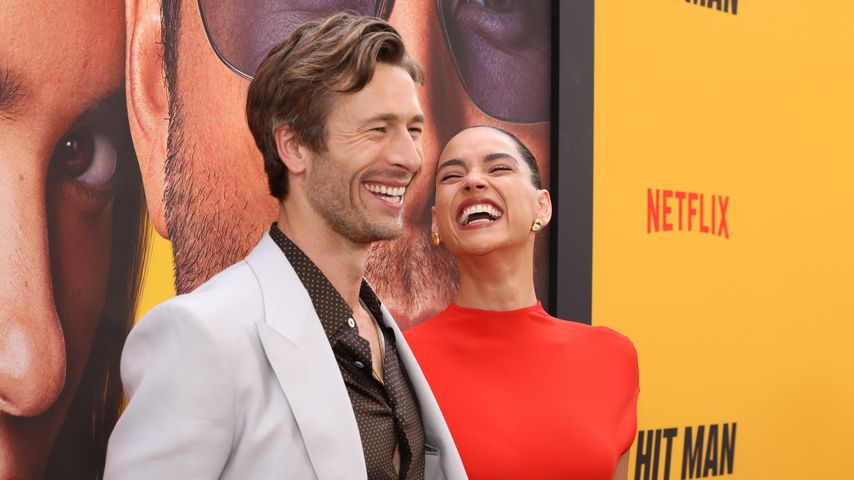 Glen Powell und Adria Arjona bei der "Hit Man"-Premiere im Mai 2024