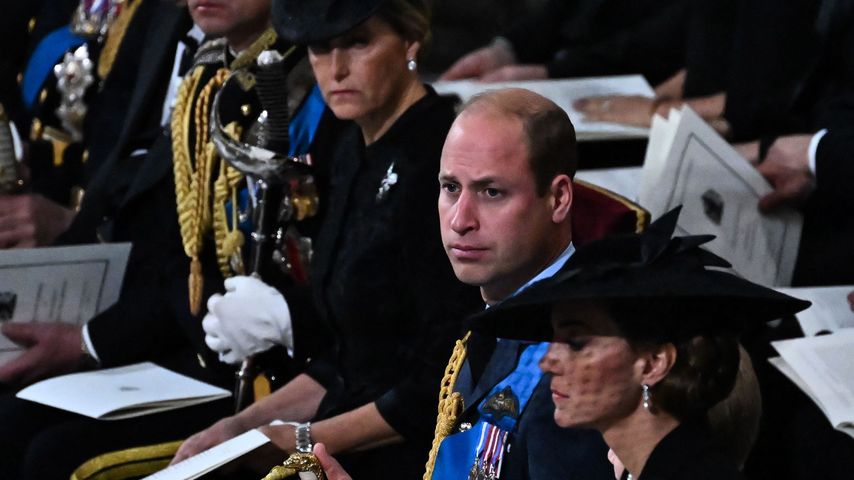 Gräfin Sophie, Prinz William und Prinzessin Kate beim Staatsbegräbnis der Queen 2022