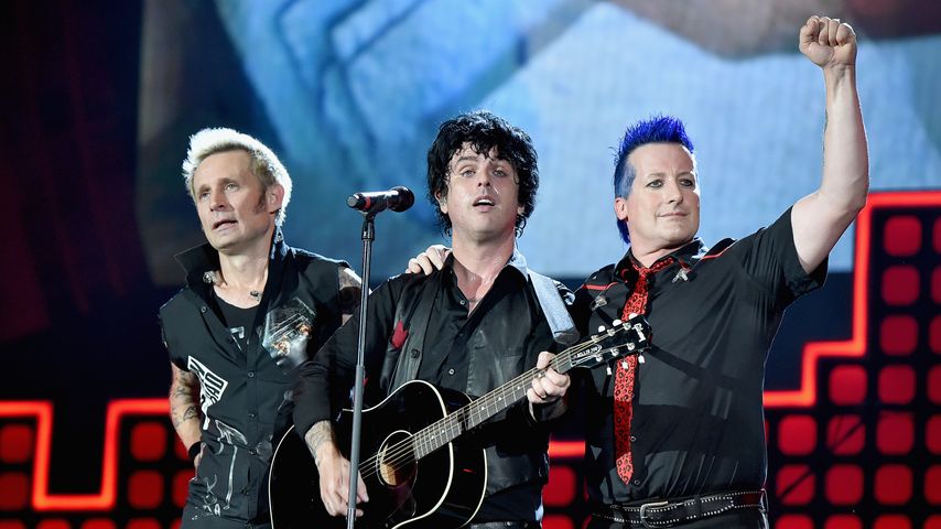 Mike Dirnt, Billie Joe Armstrong und Tré Cool im September 2017 beim Global Citizen Festival