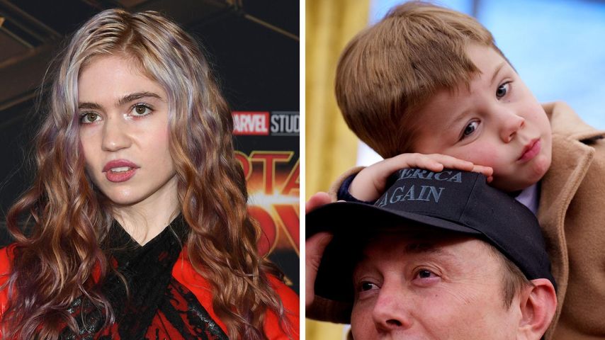 Collage: Grimes und Elon Musk mit ihrem Sohn X Æ A-Xii