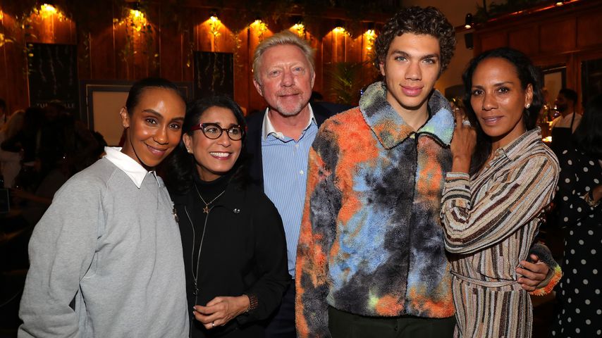 Hadnet Tesfai, Nawal El Moutawakel, Boris, Elias und Barbara Becker im Februar 2020 in Berlin