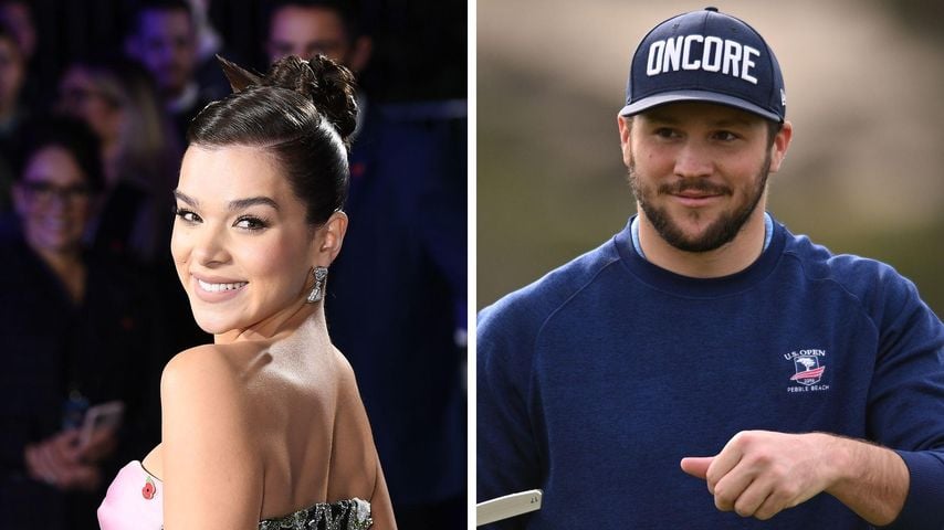 Hailee Steinfeld und Josh Allen sind auf einer Collage zu sehen