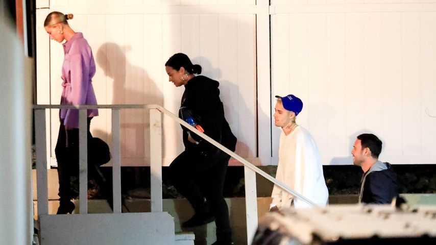 Gemeinsam zur Kirche: Biebers, Demi Lovato und Scooter Braun