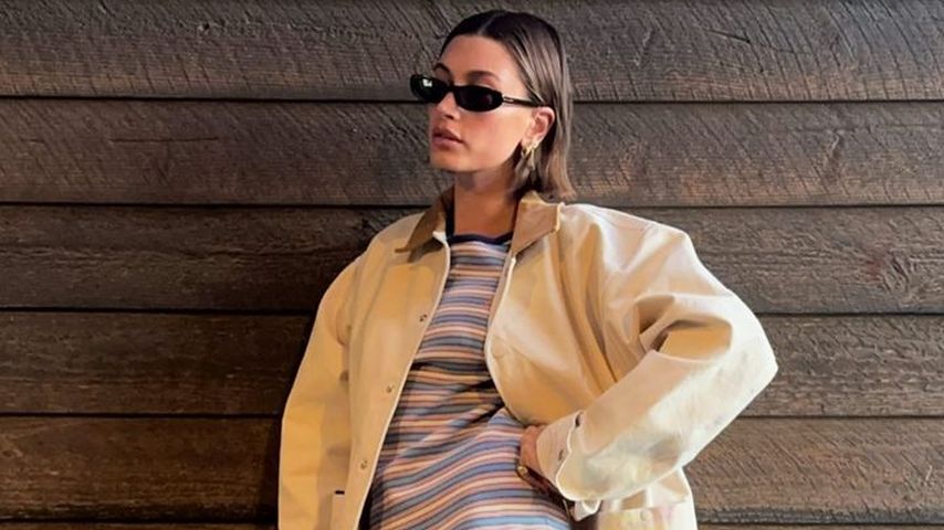 Hailey Bieber in Justins Kleidung