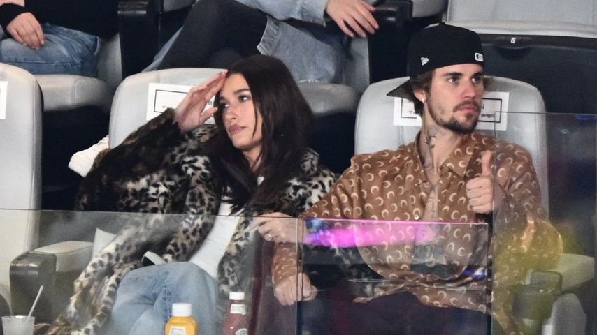 Hailey Bieber und Justin Bieber beim Super Bowl 2024