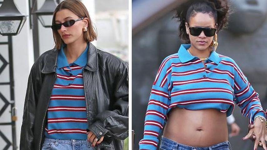 Style-Duell: Hailey Bieber und Rihanna im gleichen Sweater!