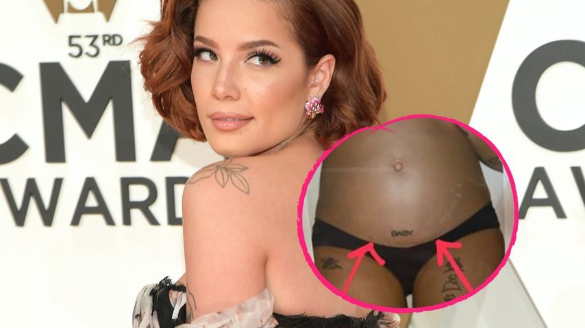 Am Babybauch: Schwangere Halsey zeigt Endometriose-Narben
