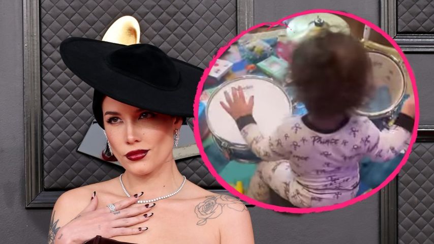 Wird er nun auch Musiker? Halseys Sohn (1) spielt Schlagzeug