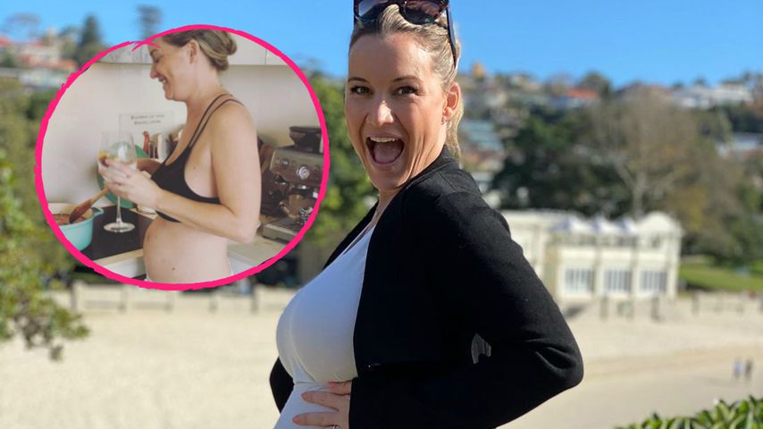Trinkt schwangere TV-Beauty Hannah Ferrier hier etwa Wein?