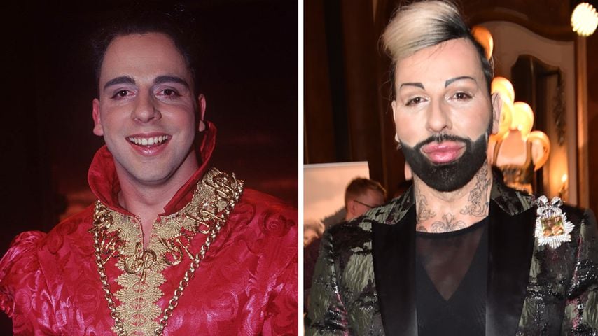 Collage: Harald Glööckler 1995 und Harald Glööckler 2018