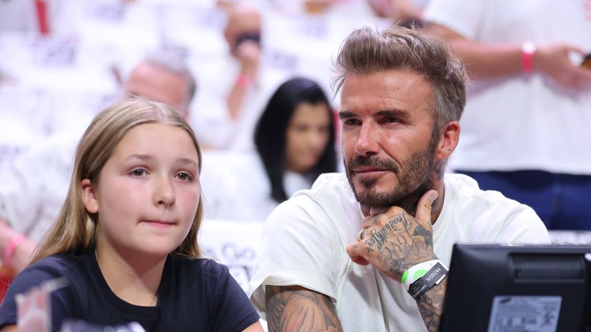 Harper Seven Beckham und David Beckham im April 2022