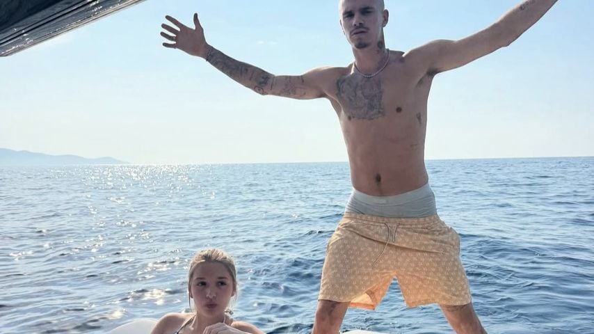 Romeo und Harper Beckham machen Fotoshooting auf hoher See