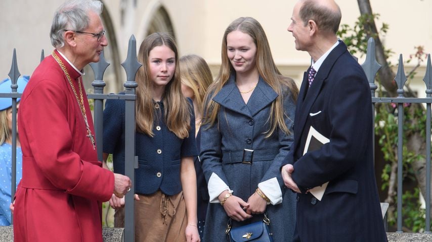 Georgina Sperling, Savannah Phillips und Prinz Edward nach dem Ostergottesdienst in der St. George’s Chapel in Windsor