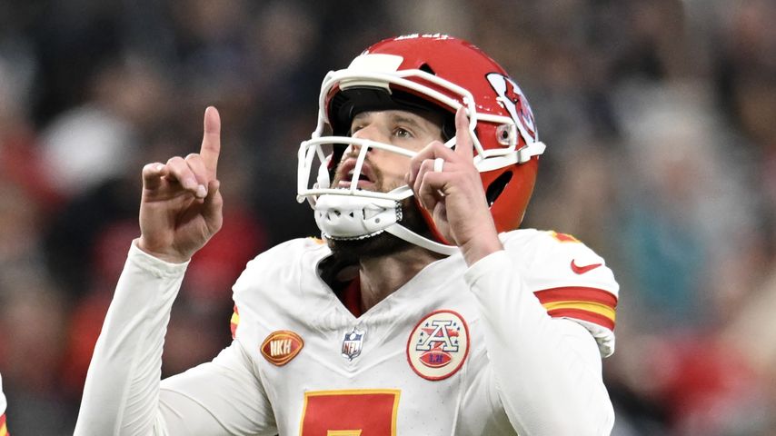 Harrison Butker bei einem Spiel gegen die Las Vegas Raiders, November 2023